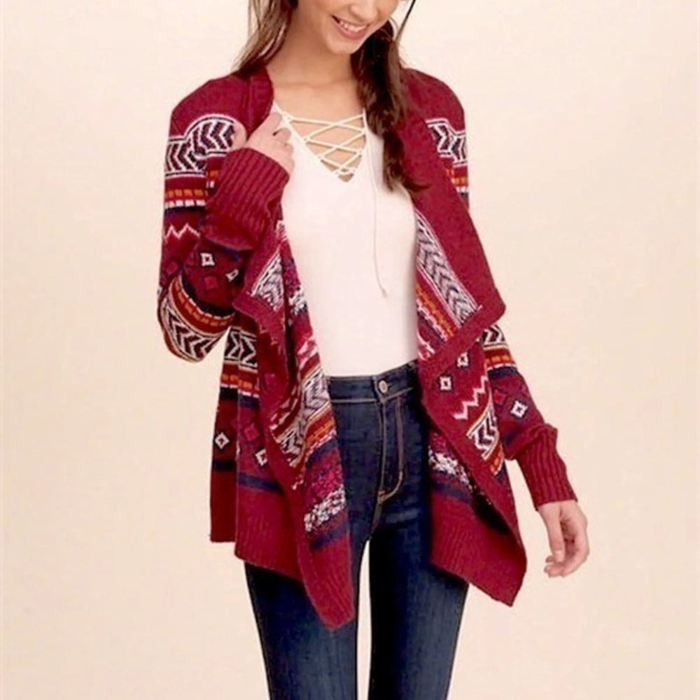 HOLLISTER Boho Open Front Blanket Shawl Cardigan Small